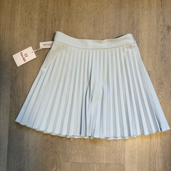 Sunday Best Dresses & Skirts - Sunday Best Blue Pleated Tabby Mini Skirt